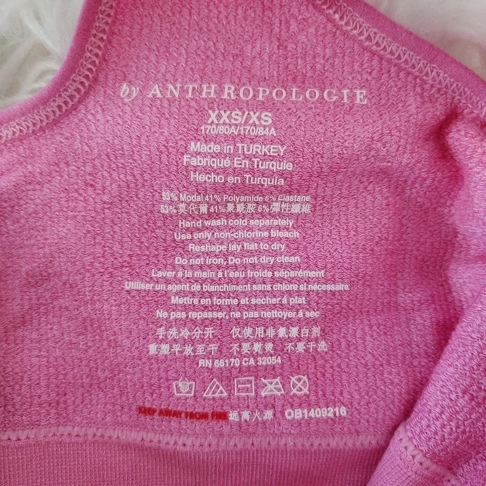 by Anthropologie Seamless Ribbed Square Neck Bralette. Pink Rose. Size xxs/xs. - Picture 4 of 5